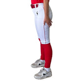 Premium Pro Softball Knicker Pant w/ Piping - White/Red