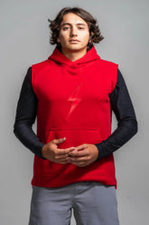 BOLT Sleeveless Hoodie - Red/Red Bolt