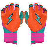 Fernando Tatis Jr. Signature Series Long Cuff Batting Gloves - Aqua/Orange