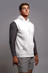BOLT Sleeveless Hoodie - White/White Bolt