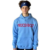 "BRUCE BOLT" Hoodie - Baby Blue/Red