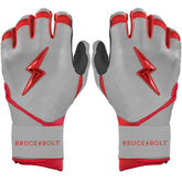 Grey Series Long Cuff Batting Gloves - Red