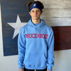 "BRUCE BOLT" Hoodie - Baby Blue/Red