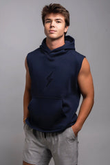 BOLT Sleeveless Hoodie - Navy/Navy Bolt
