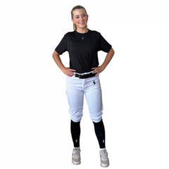 Premium Pro Softball Knicker Pant w/ Piping - White/Black
