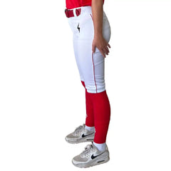 Premium Pro Softball Knicker Pant w/ Piping - White/Red
