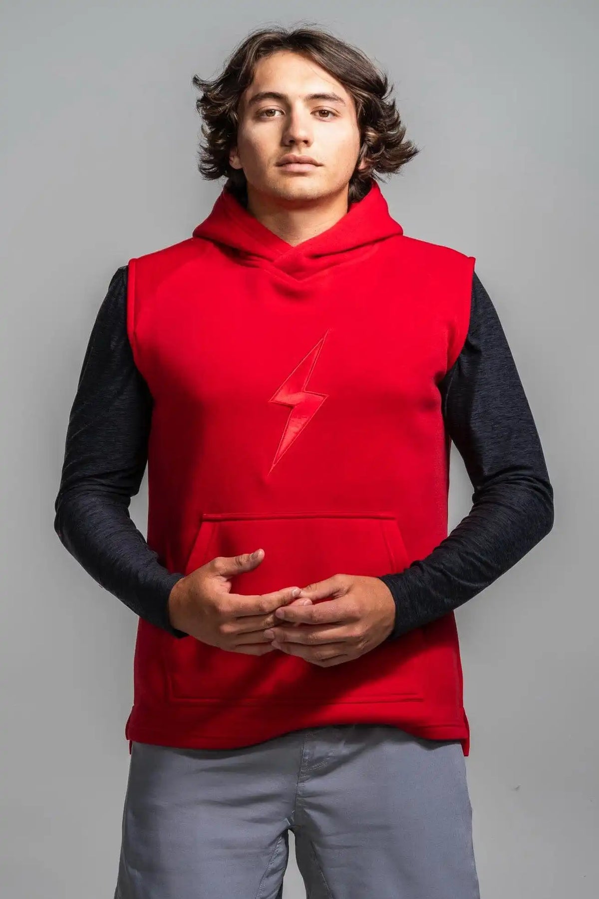 BOLT Sleeveless Hoodie - Red/Red Bolt