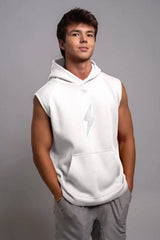 BOLT Sleeveless Hoodie - White/White Bolt