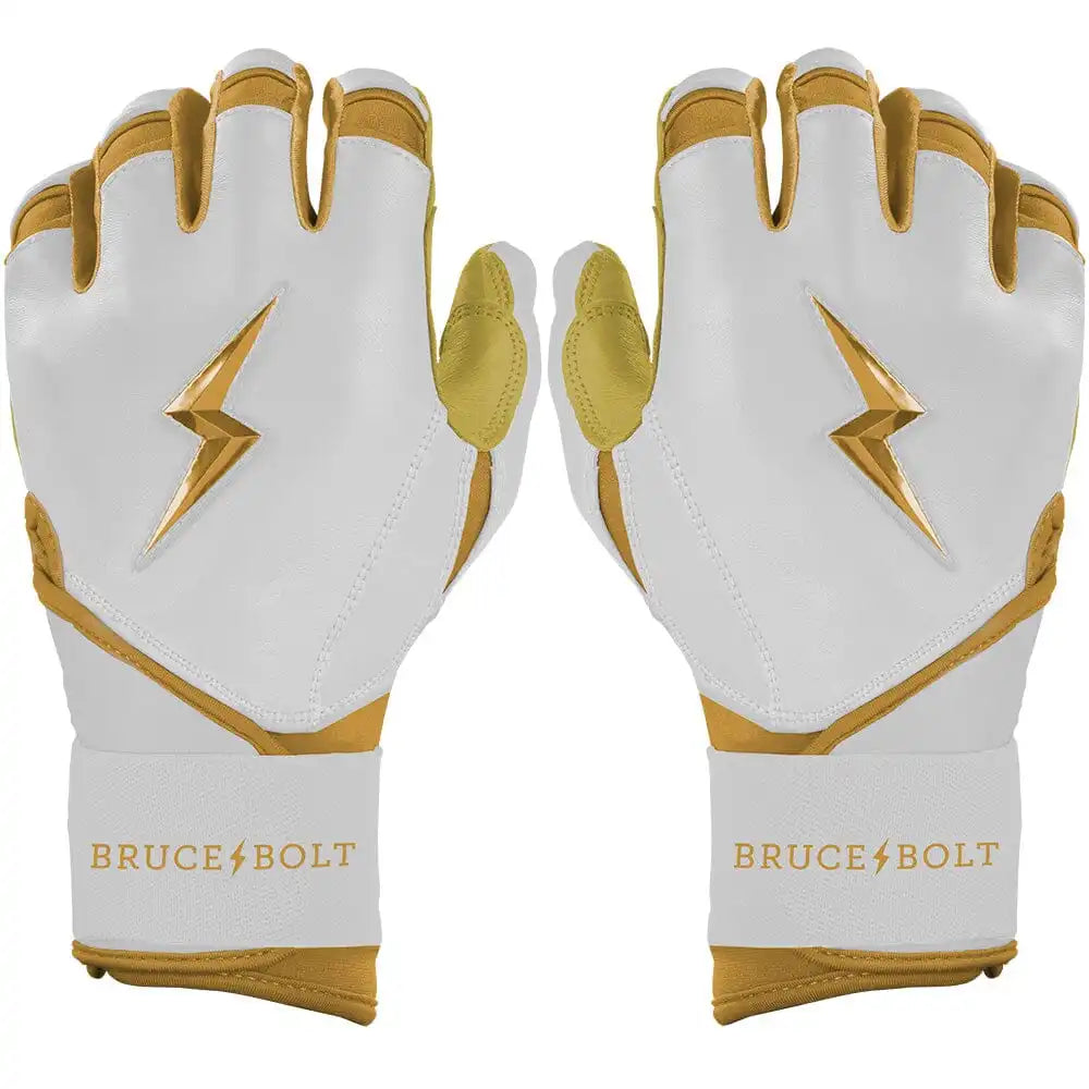 Gold Series Long Cuff Batting Gloves - White/Gold