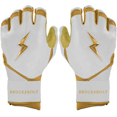 Gold Series Long Cuff Batting Gloves - White/Gold
