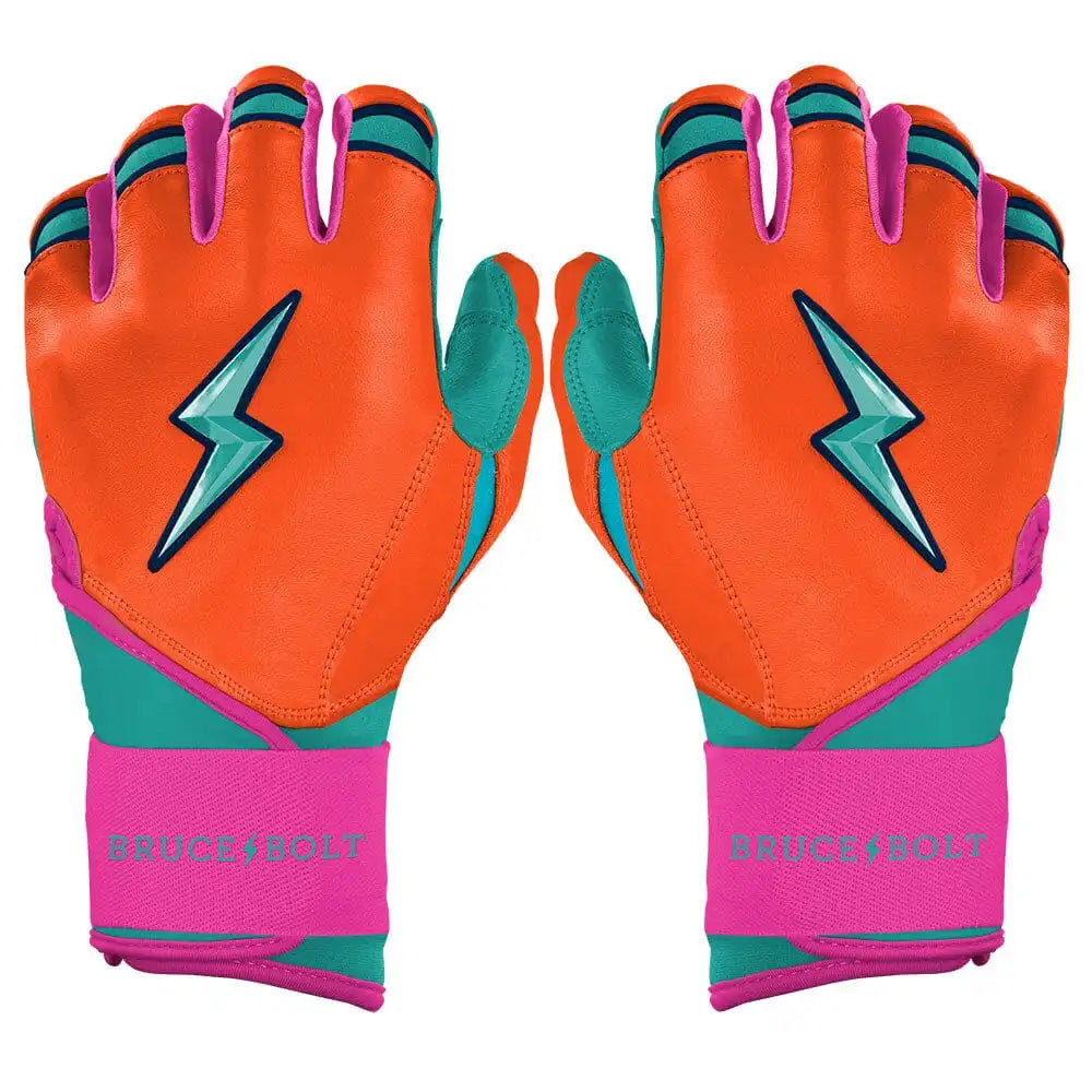 Fernando Tatis Jr. Signature Series Long Cuff Batting Gloves - Aqua/Orange