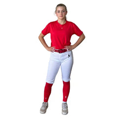 Premium Pro Softball Knicker Pant w/ Piping - White/Red
