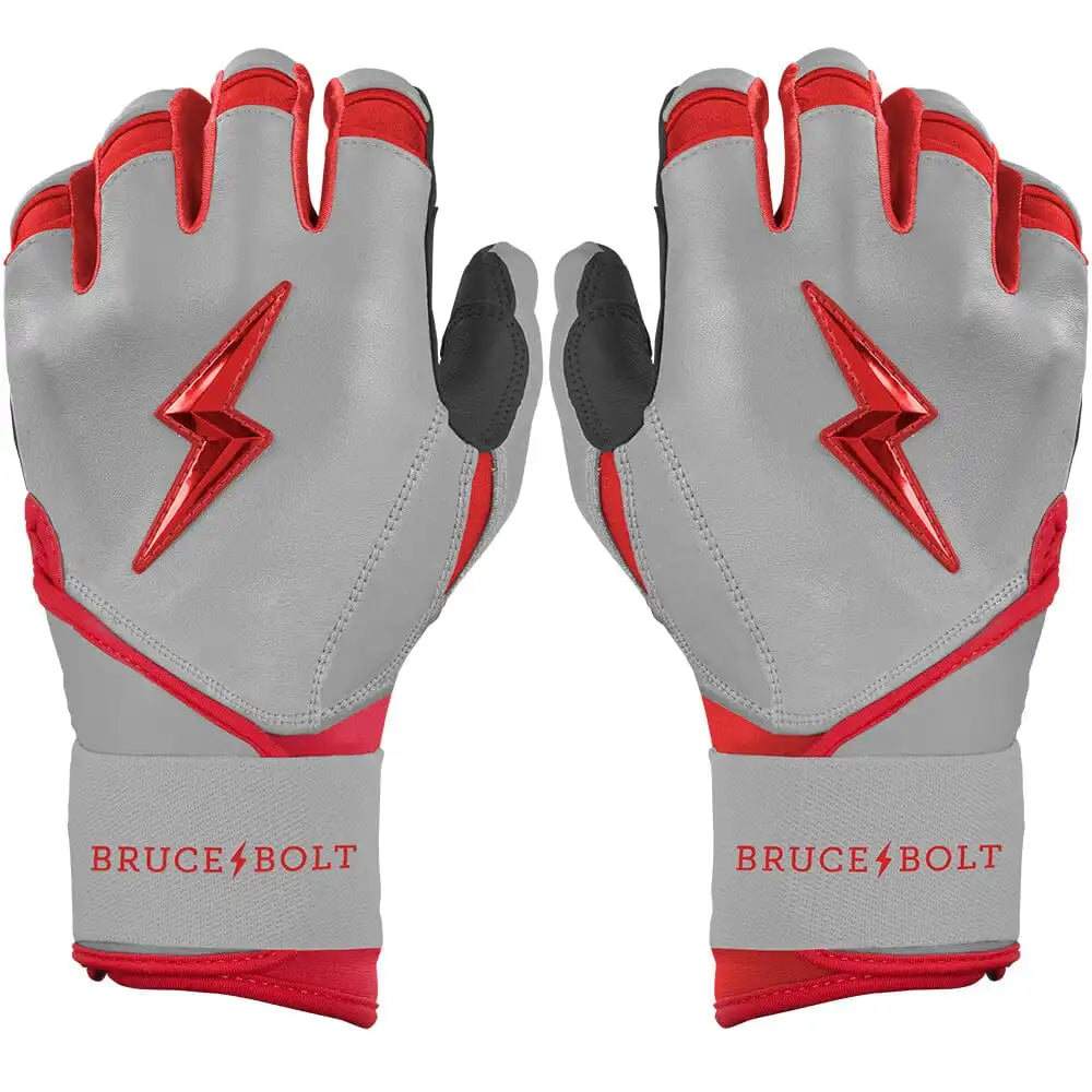 Grey Series Long Cuff Batting Gloves - Red
