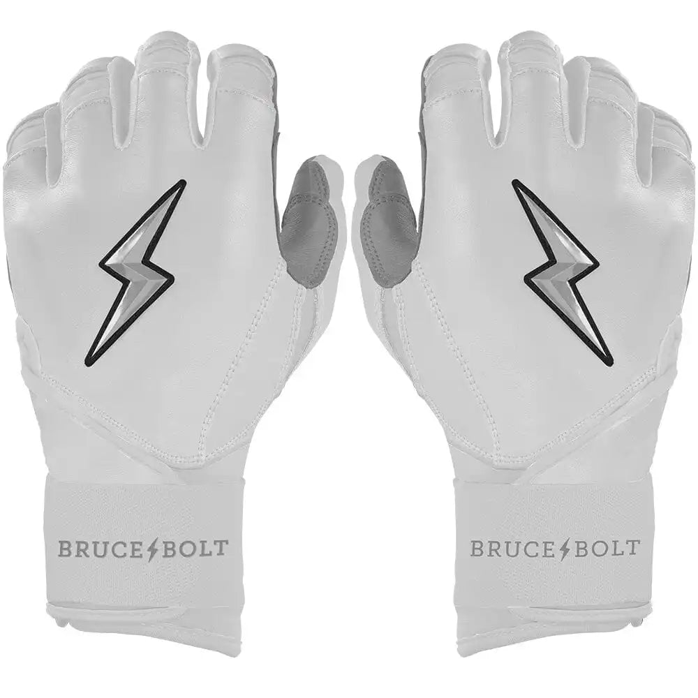 Chrome Series Long Cuff Batting Gloves - White