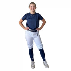 Premium Pro Softball Knicker Pant w/ Piping - White/Navy