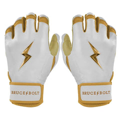 Gold Series Short Cuff Batting Gloves - White/Gold