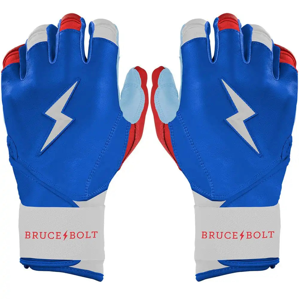 Bear Series Long Cuff Batting Gloves - Red, White & Blue